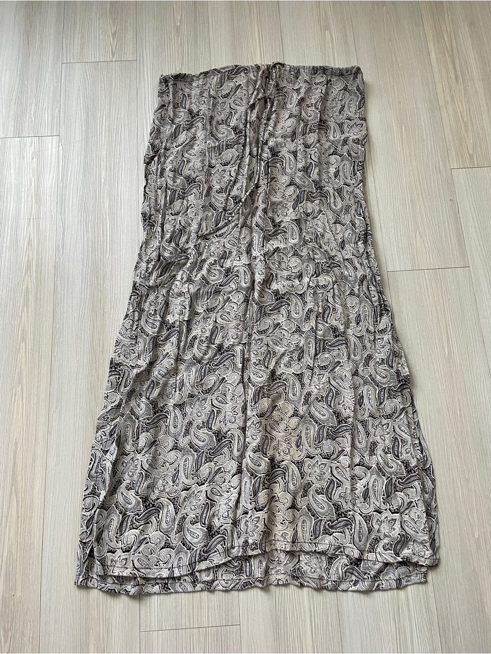 Boho Paisley Adjustable Midi Skirt in Stone Grey